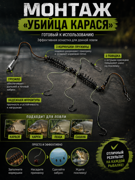 Монтаж "Супер карась" с грузом 15г