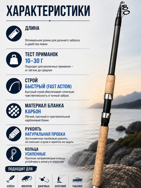 Спиннинг WEI 006A Princess, 2.1м