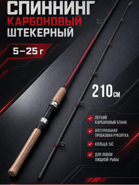 Спиннинг штекерный WEI 044, тест 5-25гр, 2.1м