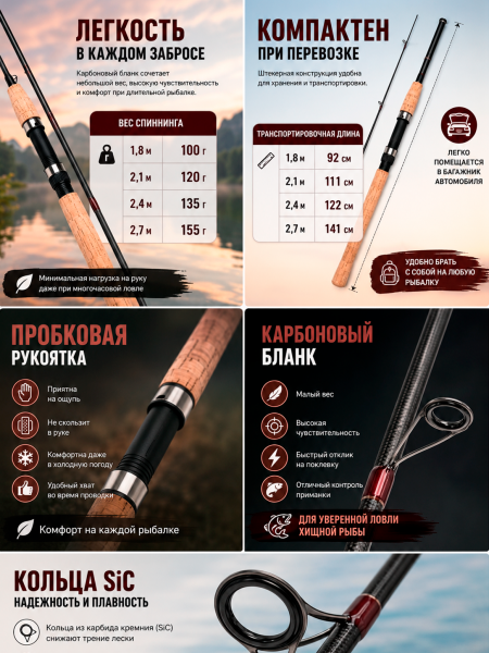 Спиннинг штекерный WEI 044, тест 5-25гр, 1.8м