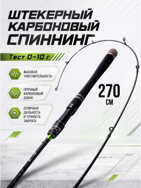Спиннинг штекерный WEI 044, тест 0-10гр, 2.7м