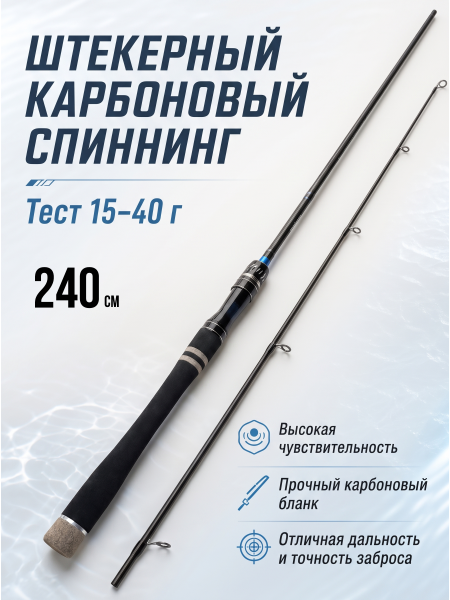 Спиннинг штекерный WEI 044C, тест 15-40гр, 2.4м