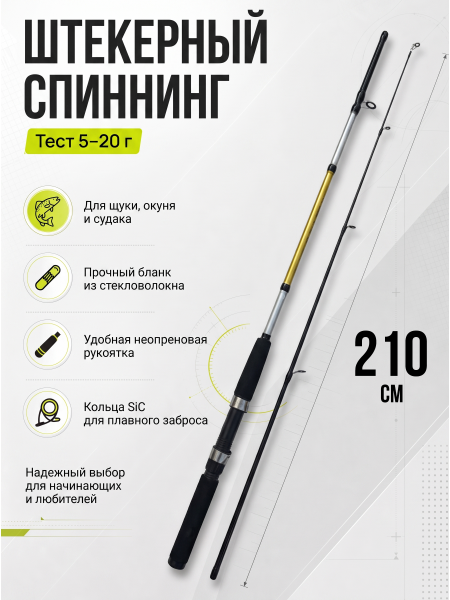 Спиннинг штекерный WEI 068 PRION, тест 5-20гр, 2.1м