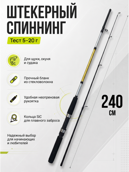 Спиннинг штекерный WEI 068 PRION, тест 5-20гр, 2.4м