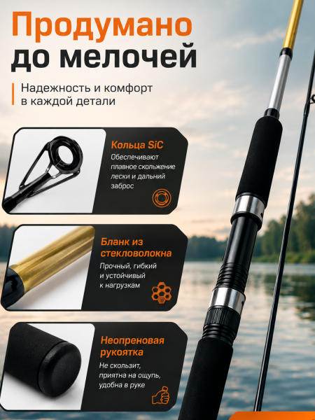 Спиннинг штекерный WEI 068 PRION, тест 5-20гр, 2.1м
