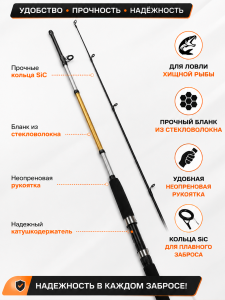 Спиннинг штекерный WEI 068 PRION, тест 5-20гр, 2.1м